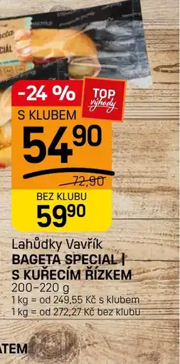Flop Lahůdky Vavřík Bageta Special s kuřecím řízkem nabídka