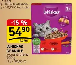 Flop Whiskas Granule vybrané druhy nabídka