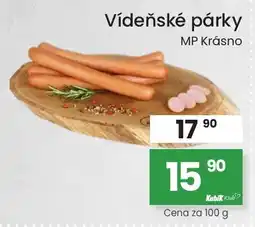 Kubík potraviny Vídeňské párky MP Krásno nabídka