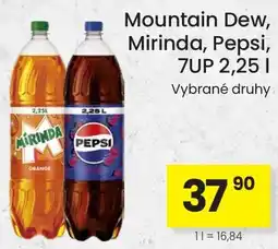 Kubík potraviny Mountain Dew, Mirinda, Pepsi, 7UP nabídka