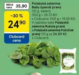 Tesco Polabská zelenina Baby špenát praný, 125 g, balený nabídka