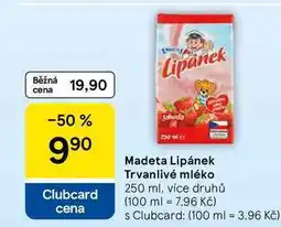 Tesco Madeta Lipánek Trvanlivé mléko nabídka