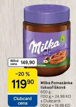 Tesco Milka Pomazánka lískooříšková nabídka