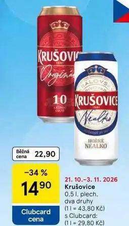 Tesco Krušovice, 0.5 l, plech nabídka