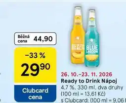 Tesco Ready to Drink Nápoj 4.7%, 330 ml, dva druhy nabídka