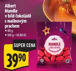 Albert Albert mandle v bílé čokoládě s malinovým prachem nabídka