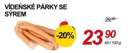 ZEMAN Vídeňské párky se sýrem nabídka