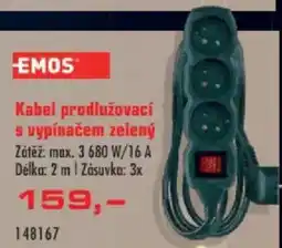 Uni Hobby Emos kabel prodlužovací s vypínačem zelený nabídka