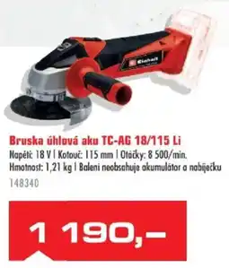 Uni Hobby Einhell bruska úhlová aku tc-ag 18/115 li nabídka