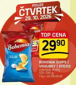 Flop BOHEMIA CHIPS | VROUBKY | STICKS vybrané druhy nabídka