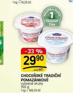 Flop CHOCEŇSKÉ TRADIČNÍ POMAZÁNKOVÉ vybrané druhy nabídka