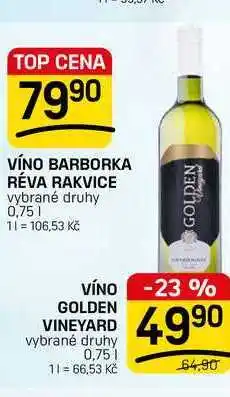 Flop VÍNO GOLDEN VINEYARD vybrané druhy nabídka