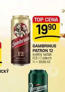 Flop GAMBRINUS PATRON 12 světlý ležák 0,5 plech nabídka