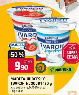Trefa Madeta Jihočeský tvaroh s jogurtem 130g, vybrané druhy nabídka