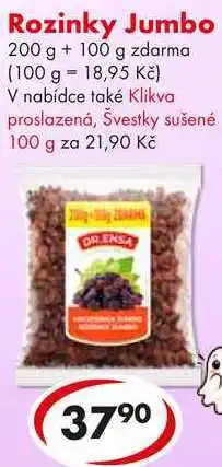 CBA Rozinky Jumbo, 200 g + 100 g zdarma nabídka