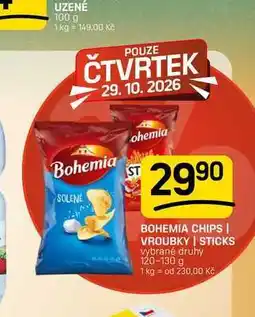 Flop BOHEMIA CHIPS VROUBKY | STICKS vybrané druhy nabídka