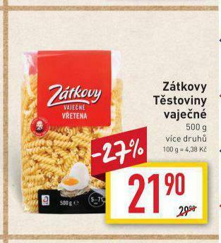 Billa Zátkovy těstoviny vaječné nabídka