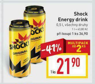 Billa Shock energy drink nabídka