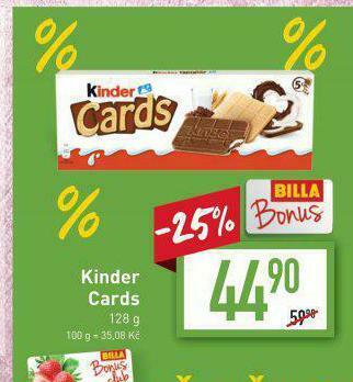 Billa Kinder cards nabídka