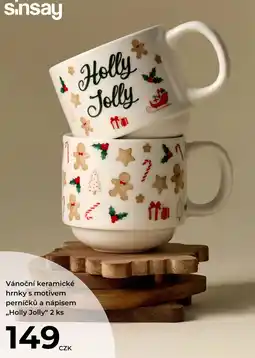 Sinsay sinsay Vánoční keramické hrnky s motivem perníčků a nápisem „Holly Jolly“ nabídka