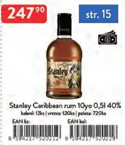 Qanto Stanley Caribbean rum 10yo 40% nabídka
