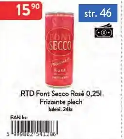 Qanto Rtd Font Secco Rosé Frizzante plech nabídka