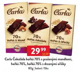 Qanto Carla čokoláda hořká 70% s praženými mandlemi, hořká 70%, hořká 70% s drcenými oříšky nabídka