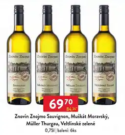 Qanto Znovín Znojmo Sauvignon, Muškát Moravský, Müller Thurgau, Veltlínské zelené nabídka