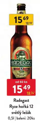 Qanto Radegast Ryze hořká 12 světlý ležák nabídka