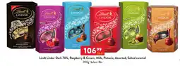 Qanto Lindt Lindor Dark 70%, Raspberry & Cream, Milk, Pistacio, Assorted, Salted caramel nabídka