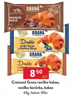 Qanto Grana croissant vanilka-kakao, vanilka-borůvka, kakao nabídka