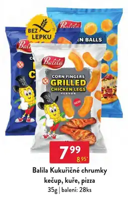 Qanto Balila Kukuřičné chrumky kečup, kuře, pizza nabídka