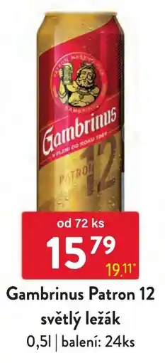 Qanto Gambrinus Patron 12 světlý ležák nabídka
