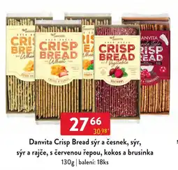 Qanto Danvita Crisp Bread sýr a česnek, sýr, sýr a rajče, s červenou řepou, kokos a brusinka nabídka