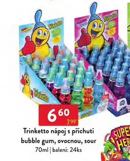 Qanto Trinketto nápoj s příchutí bubble gum, ovocnou, sour nabídka
