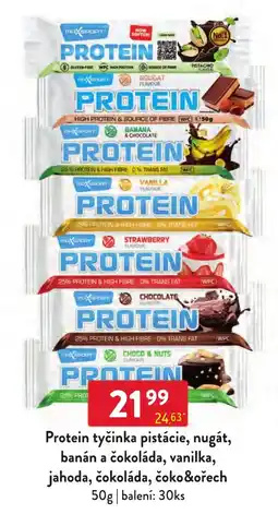 Qanto Maxsport protein tyčinka pistácie, nugát, banán a čokoláda, vanilka, jahoda, čokoláda, čoko&ořech nabídka