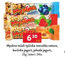 Qanto Myslina müsli tyčinka meruňka natura, borůvka jogurt, jahoda jogurt nabídka