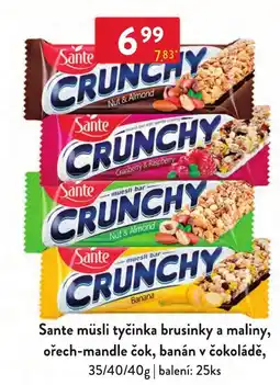 Qanto Sante müsli tyčinka brusinky a maliny, ořech-mandle čok, banán v čokoládě nabídka