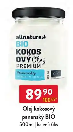 Qanto allnature olej kokosový panenský bio premium nabídka