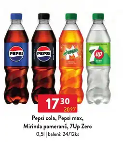 Qanto Pepsi cola, Pepsi max, Mirinda pomeranč, 7Up Zero nabídka