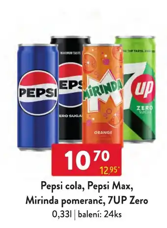 Pepsi cola, Pepsi Max, Mirinda pomeranč, 7UP Zero
