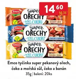 Qanto Emco tyčinka super pekanový ořech, čoko a mořská sůl, čoko a banán nabídka