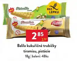 Qanto Balila kukuřičné trubičky tiramisu, pistácie nabídka