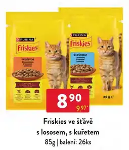 Qanto Friskies ve šťávě s lososem, s kuřetem nabídka