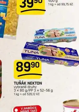 Flop TUŇÁK NEKTON vybrané druhy 3x 80 g/PP 3 x nabídka