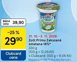 Tesco Zott Primo Zakysaná smetana 18% nabídka