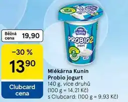 Tesco Mlékárna Kunín Probio jogurt, 140 g, více druhů nabídka