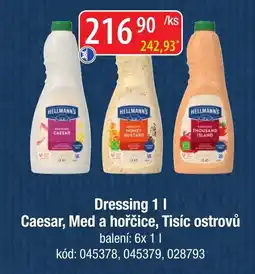 Qanto Hellmann's Dressing 1 l Caesar, Med a hořčice, Tisíc ostrovů nabídka
