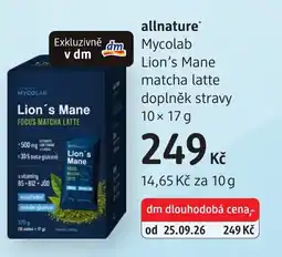 dm drogerie allnature Mycolab Lion's Mane matcha latte nabídka