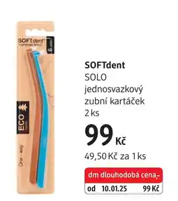 dm drogerie SOFTdent SOLO jednosvazkový zubní kartáček nabídka